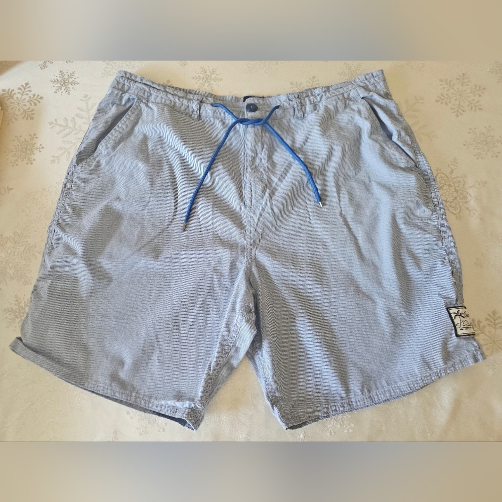Bodyglove Mens Blue White Striped  Athletic Beach Board Cotton Shorts sz 38